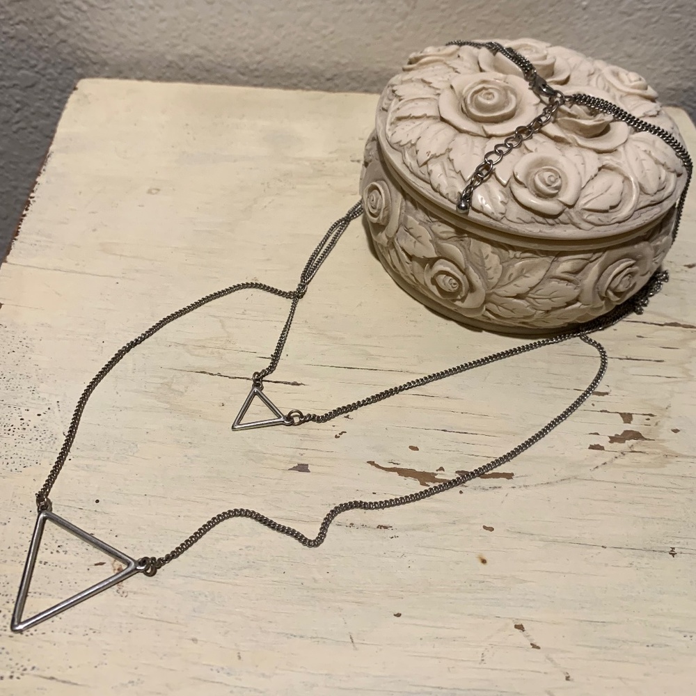 Long Double Strand Triangle Geometric Necklace Vi… - image 2